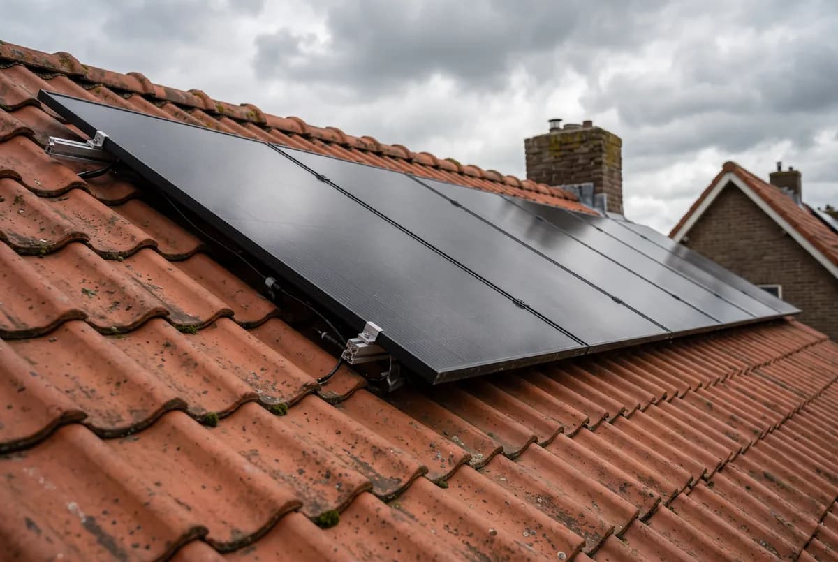 Zonnepanelen op een pannendak